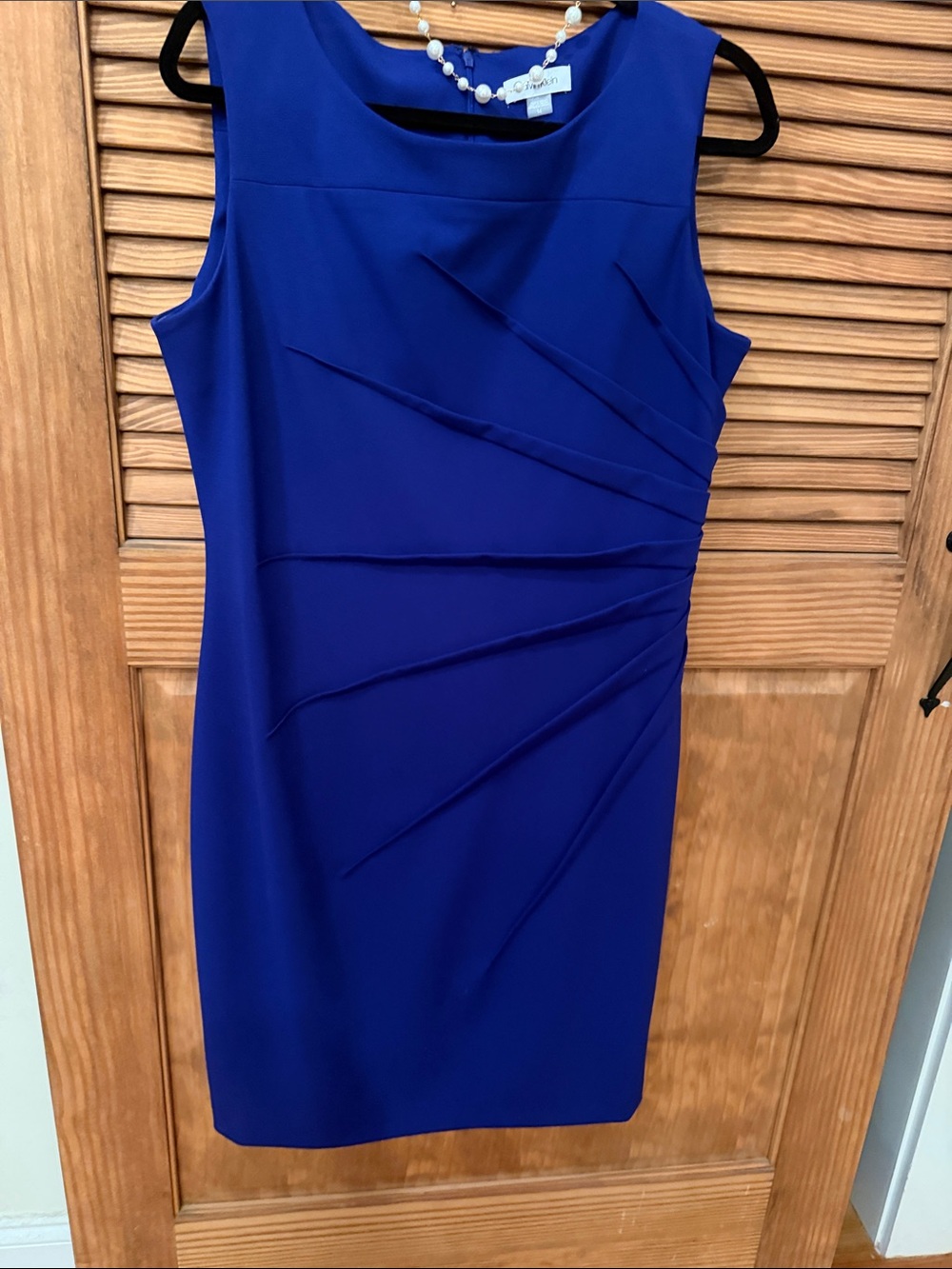 Calvin Klein Royal Blue Sleeveless Pleated Sheath Dress